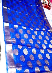Elegant Blue Silk Suit And Free Saree