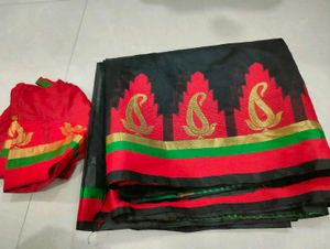 Elegant Saree with Border🖤❤️