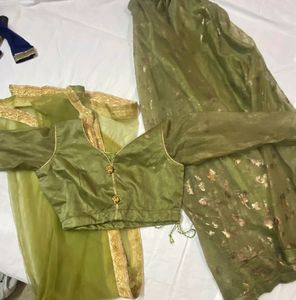 Olive Green Embellished Lehenga Set