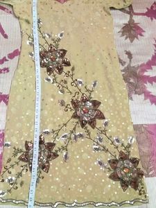 Beatiful Golden Suit With Embroidery.