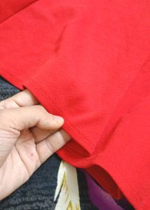 Red Mini Skirt With Attached Shorts