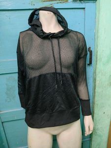 Black See Through Hoodie