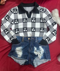 Cherry Print Sweater Type Top