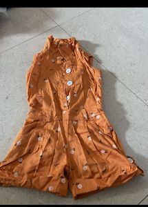 Cute Orange Floral Romper