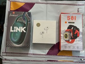 Watch + Airpods + BT Speaker With RGB Light