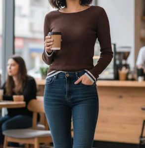 Brown Knit Top