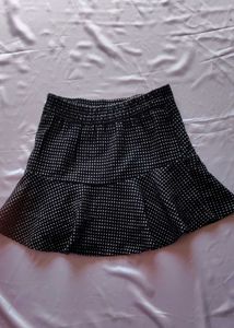 Black Dotted Mini Skirt