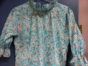 Floral Printed Aqua Blue Top💙