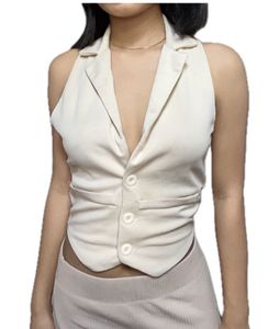 Beige Halter Vest Top