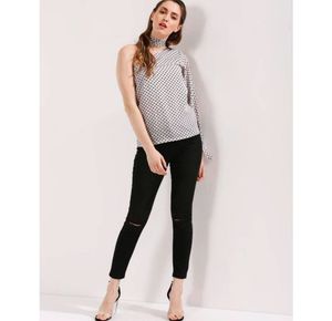 Unused One Shoulder Polka Dot Top