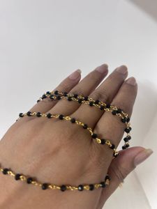 Black Bead &amp; Pink Stone Necklace
