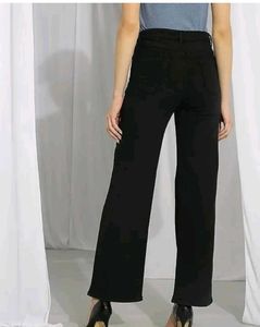 Black Denim Straight Leg Jeans