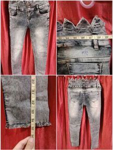 High-Waisted Grey Skinny Jeans