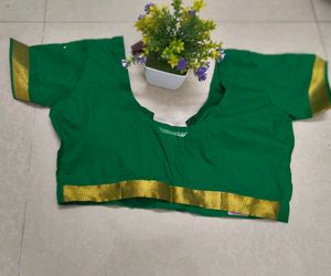 Green Saree with Gold Border