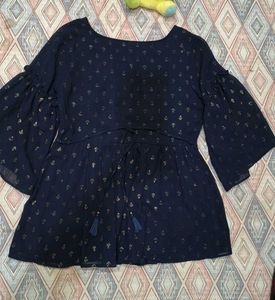 Navy Blue Printed Top