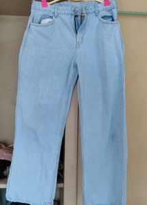 Light Blue Straight Fit Jeans For Women