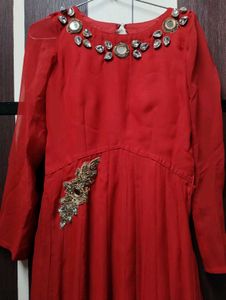 Elegant Maroon Embellished Anarkali