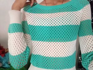KNITTED SHEER TOP...🤍💙