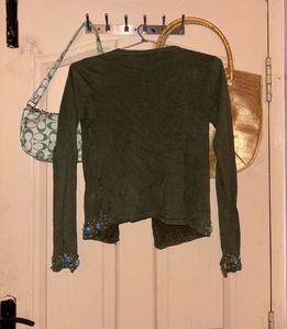 ⋆˚✿˖° y2k beaded olive cardigan ⋆˚✿˖°