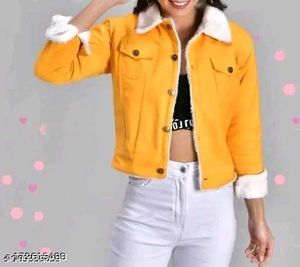 Trendy Yellow Fur Collar Jacket