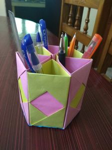 Beautiful Hand Made Pen Stand,Made Of Chart Paper,Paper Craft