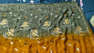 new 2 colour sari with blouse piece