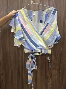 Striped Wrap Top & Plazo Set