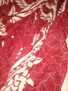 Womens Red Soft Cotton Saree.
