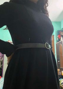 Wool Midi Black Dress