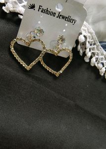 Heart Shaped Silver Plated Stone Earing