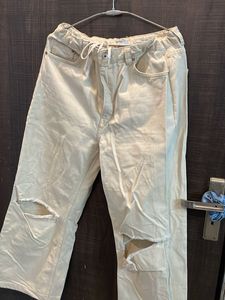 Bershka Ripped Wide Leg Jeans