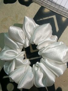 White Satin Scrunchie