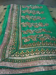 Green Embroidered Fabric
