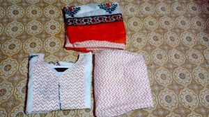 Pure Cotton Kurti Set With New Sare