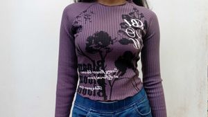 Purple Graphic Print Top