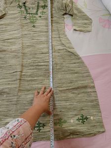 Tailored Kurta With Hand Kutchi- Mirror Embroidery