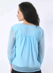 Chic Blue Sheer Top