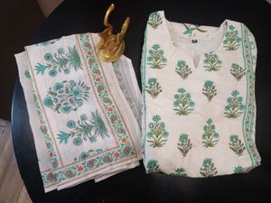 cotton jaipuri print kurta and Dupatta
