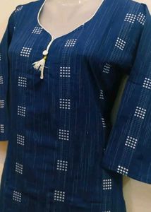 Blue Printed Kurta with White Pant