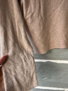 Beige Knit Mock Neck Top