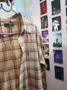 Aesthetic Beige Check Shirt