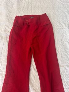 Y2K Red Low Rise Flared Pants