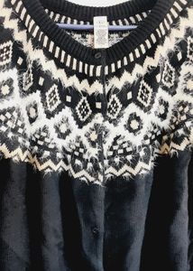 Dark Blue Sweater With Fur Work