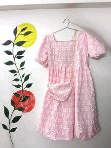 baby Pink Dress with Bag