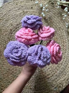 Handmade Crochet Red Rose Bouquet
