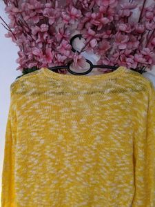 Yellow Colour V Neck Woolen Top