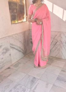 Pink Embellished Saree
