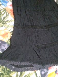Tiered Black Lace Trim Skirt