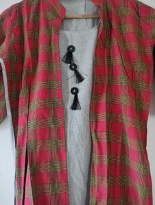 3/4th Sleeves Kurta For Women, Grey