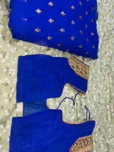 Royal Blue Embellished Saree